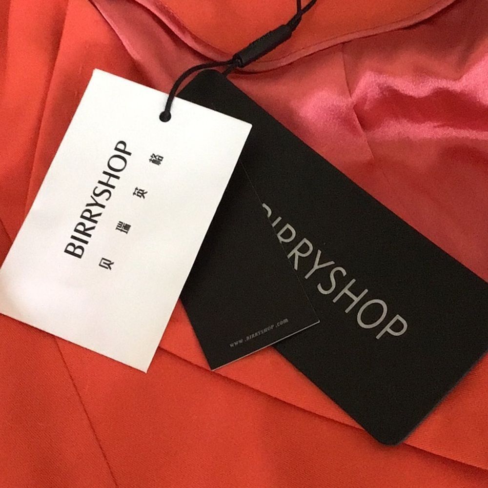 Birryshop Coral Orange Asian Lined Sprin Summer Blazer Jacket NEW - Picture 15 of 16